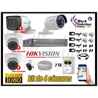 Kit 4 Cámaras Seguridad Full Hd Hikvision 3 Cámaras Con Audio Incorporado P2P