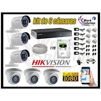 Kit 6 Cámaras de Seguridad Hikvision Full Hd 1080P mas Disco 1Tb Completo