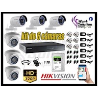 Kit 6 Cámaras de Seguridad Hikvision Hd 720P mas Disco 1Tb Hdmi P2P