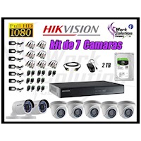 Kit 7 Cámaras de Seguridad Hikvision Full Hd 1080P mas Disco 2Tb Hdmi P2P