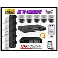 Kit 10 Cámaras de Seguridad Ip Hikvision mas Disco 2Tb Wd Púrpura