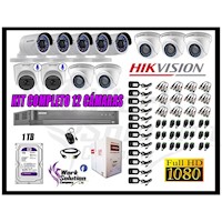 Kit 12 Cámaras de Seguridad Hikvision Full Hd 02 Cámaras Audio Incorporado P2p