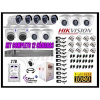 Kit 12 Cámaras de Seguridad Hikvision Full Hd 1080P 02 Cámaras Audio Incorporado