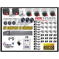 Kit 12 Cámaras Seguridad Full Hd 1080P Hikvision 6 Cámaras Audio Incorporado P2P