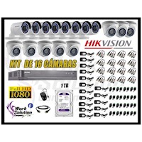 Kit 16 Cámaras de Seguridad Hikvision Full Hd 1080P mas Disco 1Tb Hdmi