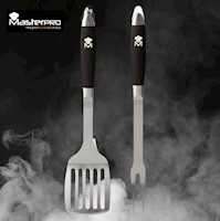 Set de utensilios p/parrilla 2 pzas Pinza y Cepillo Masterpro Foodies Collection