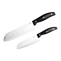 Oster Juego de Cuchillos Santoku 2 piezas Granger Acero inoxidable c/acero/negro
