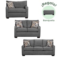 Juego de sofas de Sala Reims 3-2-1 + Banqueta de Regalo