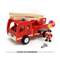 CARRO DE BOMBERO HECHO DE MADERA