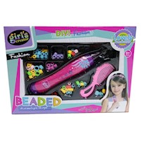 Juguete Set Belleza Beaded Maquina Trenzas Peine Cuentas Niña 28cm Girls Creator