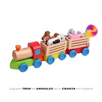 Juguete tren de animales de la granja en madera