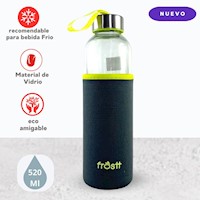 Botella Hidratante de Vidrio con Funda Frostt Negro 525 ml