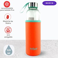 Botella Hidratante de Vidrio con Funda Frostt Naranja 525 ml