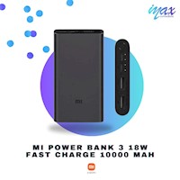 MI POWER BANK 3,  18W FAST CHARGE  10000 MAH, 2 PUERTO USB + 1 TYPE C - NEGRO