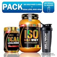 Pack Iso Gold Whey 2.65lbs Chocolate+bcaa 400gr Fruit Punch