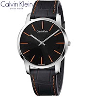 Reloj Calvin Klein City K2G211C1 Suizo para Hombre Correa Negro Naranja