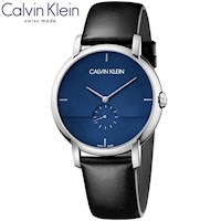 Reloj Calvin Klein Established K9H2X1CN Suizo Para Hombre Cuero Negro Dial Azul