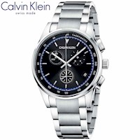 Reloj Calvin Klein Completion Chrono KAM27141 Suizo Fecha Cronometro Cristal Zafiro Dial Negro