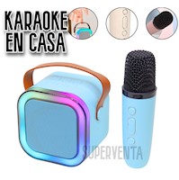 Parlante Karaoke Portátil Micrófono Altavoz Bluetooth Inalámbrico Celeste