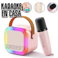 Parlante  Inalámbrico Karaoke Portátil Micrófono Altavoz Bluetooth Rosa