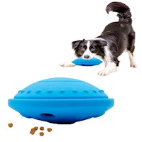 Disco Dispensador de Comida para Perros y Gatos de Goma Azul