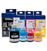 Tinta Compatible D60bk Negro y BT5001 Cyan Magenta Yellow para Brother DCP-T720DW MFC-T4500DW