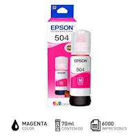 Tinta Original Impresora Epson 504 , 70 ml. Rinde 7500 Hojas, Magenta