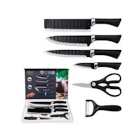 Set de Cuchillos de Cocina 6 piezas Acero Inoxidable Negro