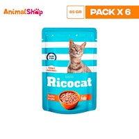 RICOCAT ADULTO TROCITOS POLLO POUCH 85GR X6 UN