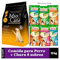 Comida Perro Adulto Mio Cane Premium 15 kg + Churu 6 Sobres Variados