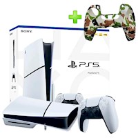 Pack Consola PS5 Slim Lector + Funda para Mando PS5 Blanco Militar Cam