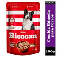 Comida Húmeda Perro Ricocan Trocitos de Carne 100gr