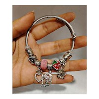 Pulsera Estilo Pandora Fresa y Corazones