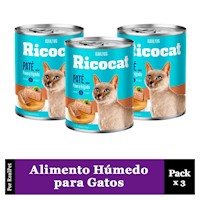 Pack x3 Paté para Gatos Adultos Ricocat Pavo e Hígado 330gr