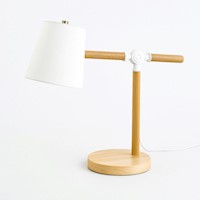 Lámpara de Estilo Nórdico para Living Luz Cálida con Soporte de Madera
