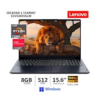 Laptop Lenovo IdeaPad 15AMN7/ Ryzen3/ 15.6”/ 8Gb Ram/ 512Gb SSD/ Wind/82VG00HALM