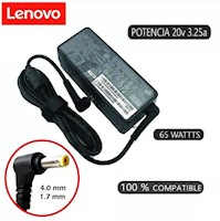 Cargador Compatible Laptop Lenovo 20v 3.25a 65w 4.0 x 1.7mm