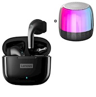 Audífonos Bluetooth Lenovo LP40 PRO Negro + Parlante K3 plus