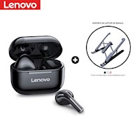 Audifonos Bluetooth Lenovo LP40 Negro + Soporte de Laptop de REGALO