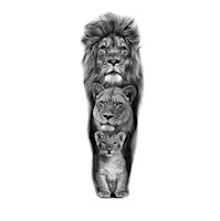 Tatuaje manga temporal falso león familia 48 x 17cm