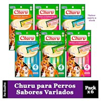 Snack Cremoso Perro Churu Sabores Variados 6 sobres x4 tubos