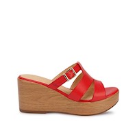 Sandalia Slide Casual LINDA-2613 Rojo Viale Cuero