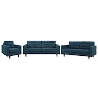 Juego de Sala 3 2 1 Modelo Linda azul cobalto