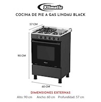 Cocina de pie a gas 24 pulgadas 4 hornillas Lindau Black  marca  KLIMATIC