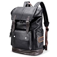 Mochila Cuero PU 0120 Viaje Laptop Negro