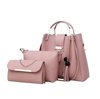 Cartera Bolso Billetera 3 en 1 Cuero Pu Alta Calidad Grande