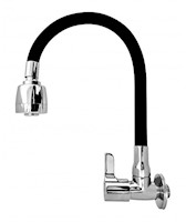 Llave para lavadero cromada pico flexible negra Wave BRIKKEL