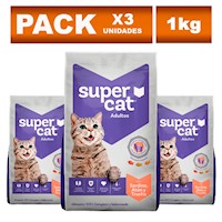 Comida para Gatos Supercat Adulto de Sardina y Trucha 1kg x3