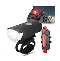 Kit x2 Luz Led Delantera Trasera Para Bicicleta Usb Recargable Yajia Plus