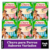 Snack Cremoso Perro Churu Sabores Variados 6 sobres x8 tubos